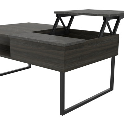 18-inch Tall Lift Top Coffee Table with 1 Shelf, Carbon Espresso / Onyx
