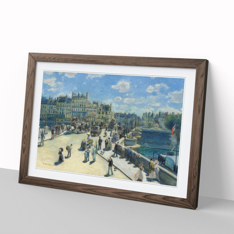 Pont Neuf in Paris by Pierre-Auguste Renoir - Framed Print, 48cm H x 65cm W x 2cm D, Walnut Framed