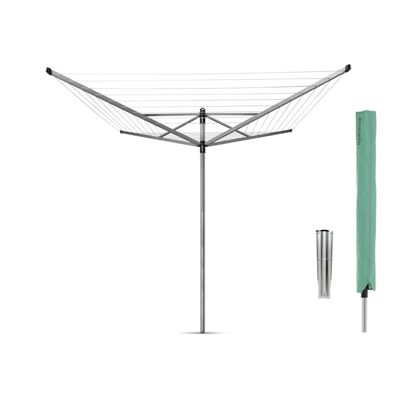 Corde à linge d'extérieur (164 pieds) avec piquet de sol en métal et housse de protection pour le transport en plein air Brabantia