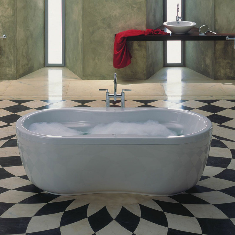 Mega Duo 70.88 " L x 35.44 " W Freestanding and Mounting / Installation Required Soaking Steel Bathtub