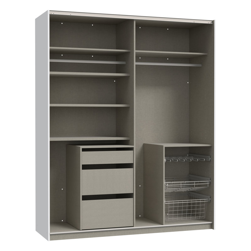 SCHACH&MATT 2 Manufactured Wood Wardrobe, Light oak/White, 210.5cm H x 170.3cm W x 61.2cm D
