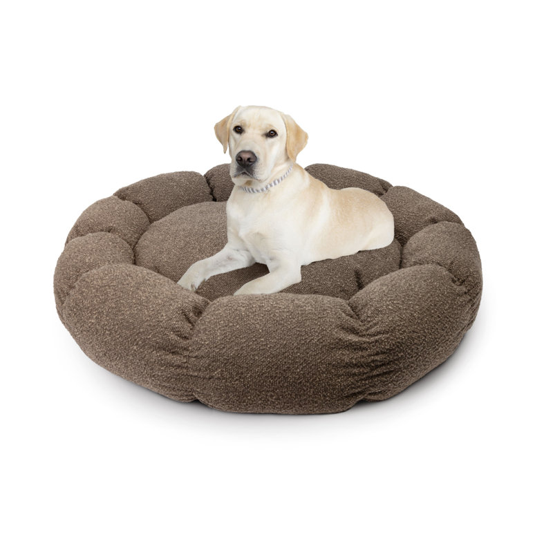 Lit rond avec coussin de siège amovible, H 5 po x l 45 po x P 45 po, Brun