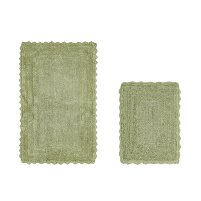 Rasika 100% Cotton Tufted 2 Piece Bathroom Rug Set, Reversible, Super Absorbent & Extra Soft Machine Washable Bath Rug Ideal for Shower & Tub Areas