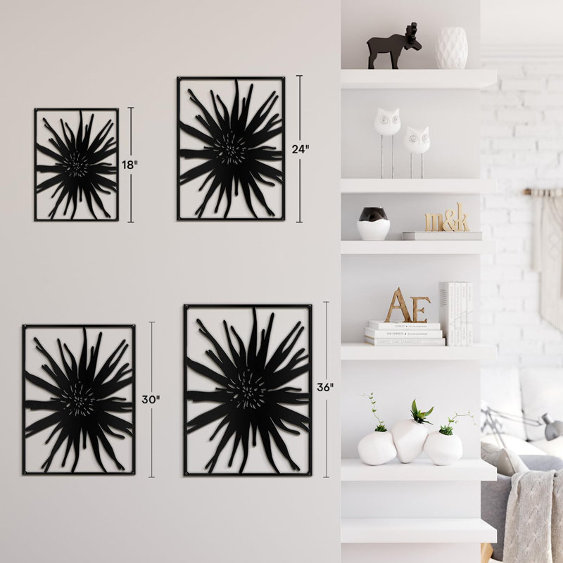Décoration murale décorative murale en métal, H 24 po x l 17,91 po x P 0,05 po, Noir