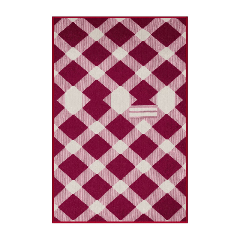 Tapis rouge à carreaux lavable à la machine, Rectangle 7 pi x 10 pi