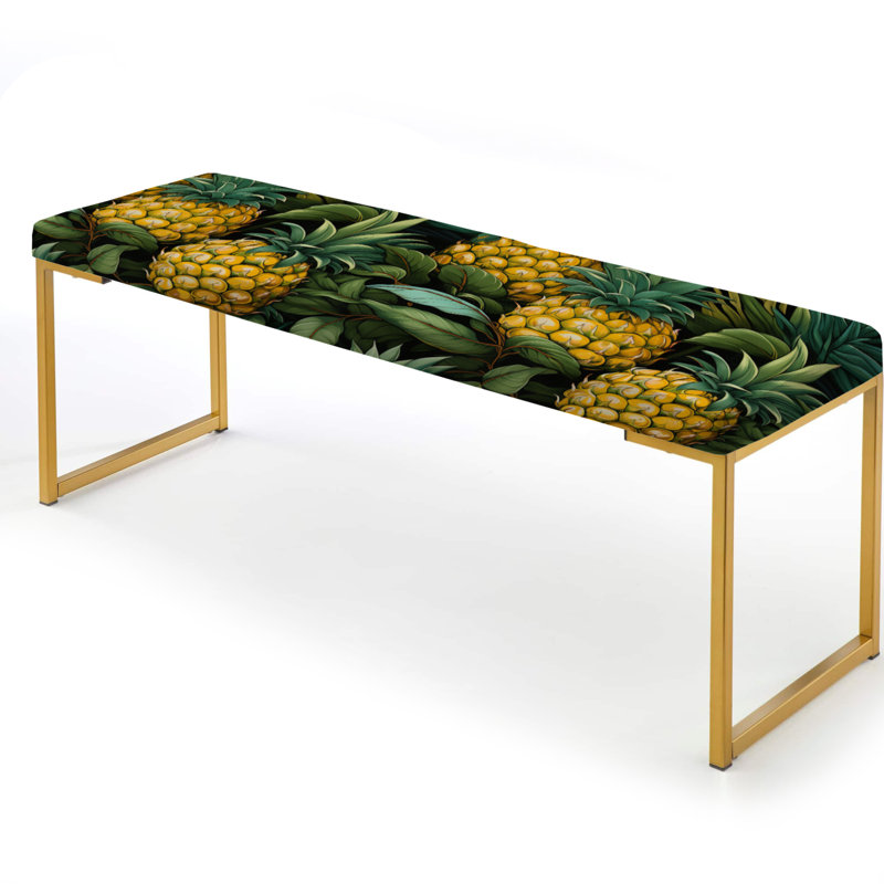 Pineapple Delight - motif tropical - banc rembourré doré