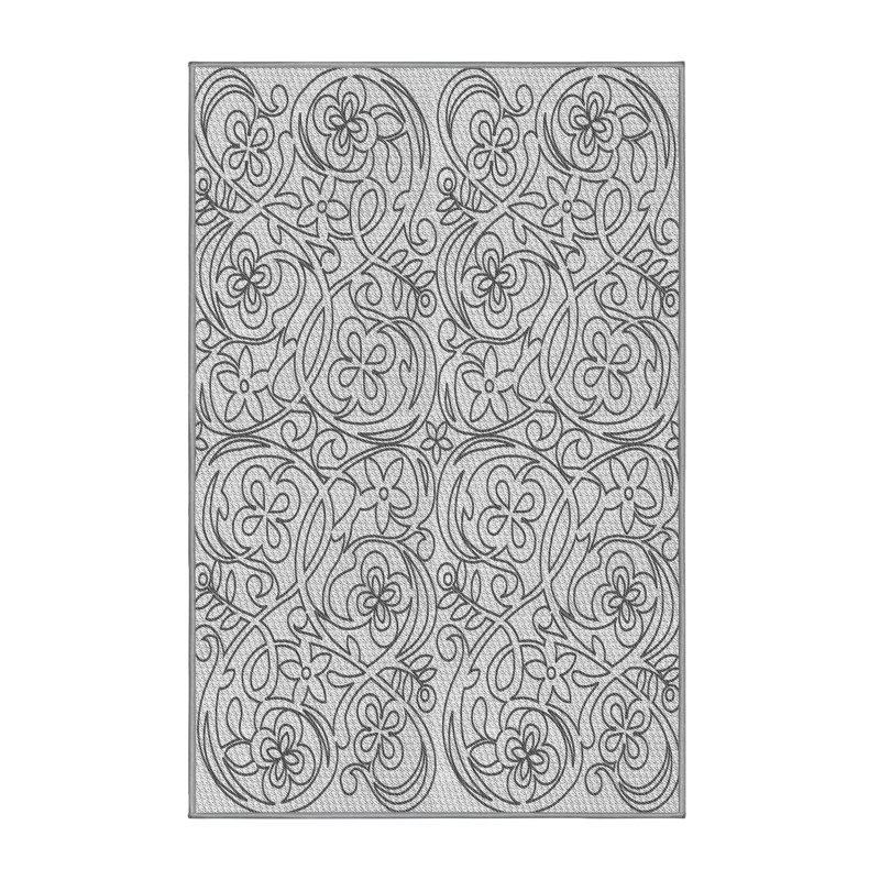 Tapis floral gris en laine, Rectangle 2 pi x 3 pi