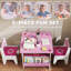 AIYAPLAY Kids Table and Chair Set with Bookshelves, 2 Chairs 3 Pieces Pink