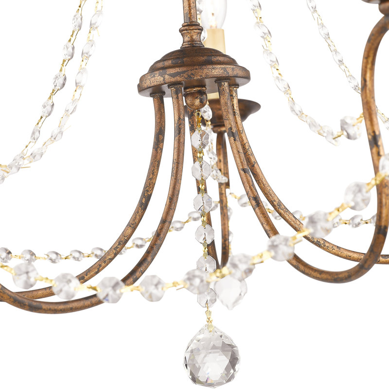 Fabio Candle Style Traditional Chandelier with Crystal Accents, Venetian Golden Bronze