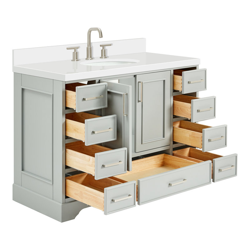 Ensemble de meuble-lavabo simple 49 po Abshire, Gris, Nickel brossé