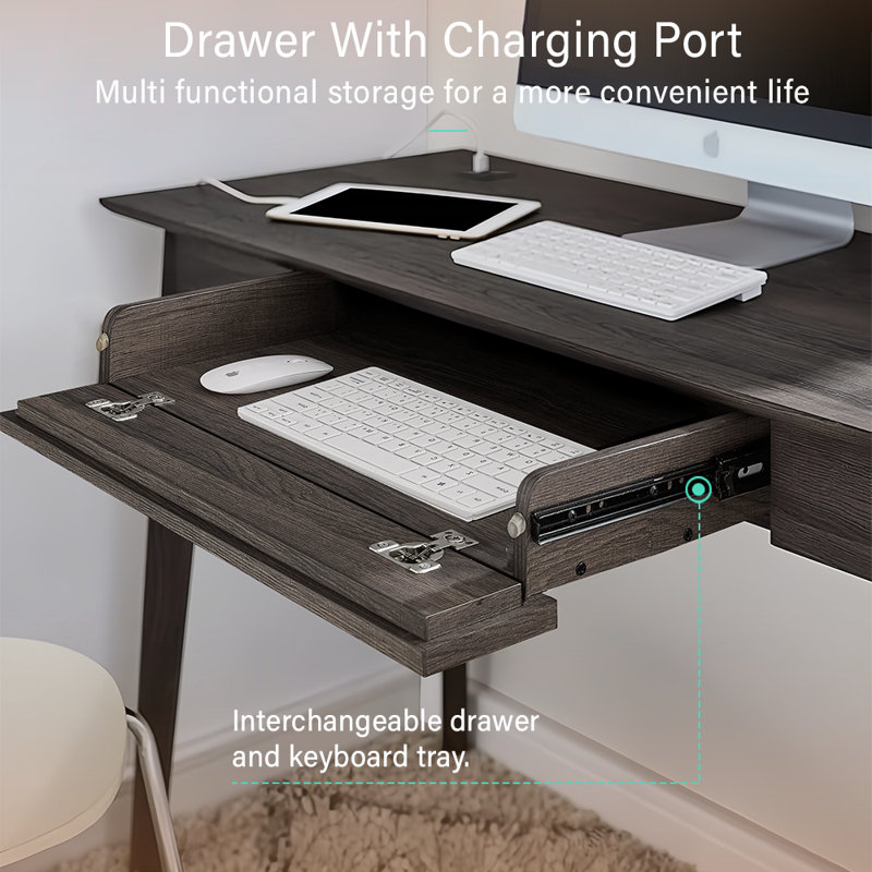 Cabral Desk - 48" Modern Writing Desk with Storage Drawer, Smoky Oak