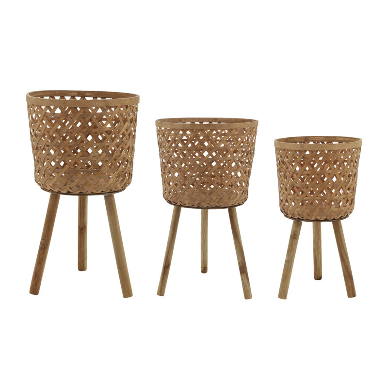 S / 3 POTS À BAMBOU 11/13/15 po NATUREL