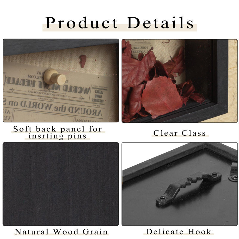Shadow Box Frame 8X16 Shadow Box Display Case With Linen Back Of Awards Memorabilia Flower, Pictures, Keepsakes?Bouquet?Medals And More Photos Memory Box Black