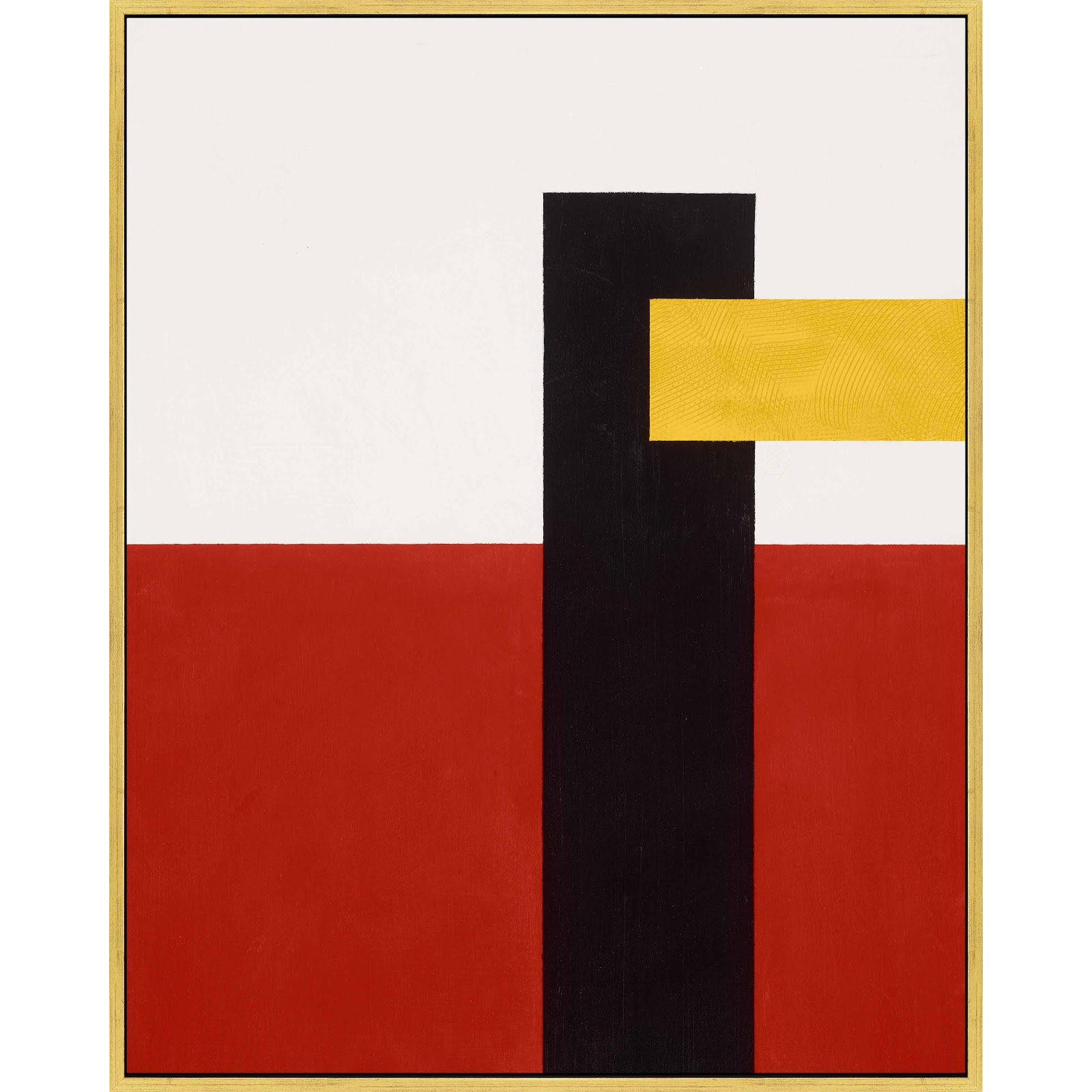 Composition With Yellow 4 by Robert Kamnatnik, Gold Framed Canvas, 25" H x 20" W x 1.38" D