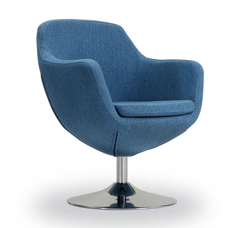 Climax Upholstered Swivel Armchair, Blue Mist Cotton Twill