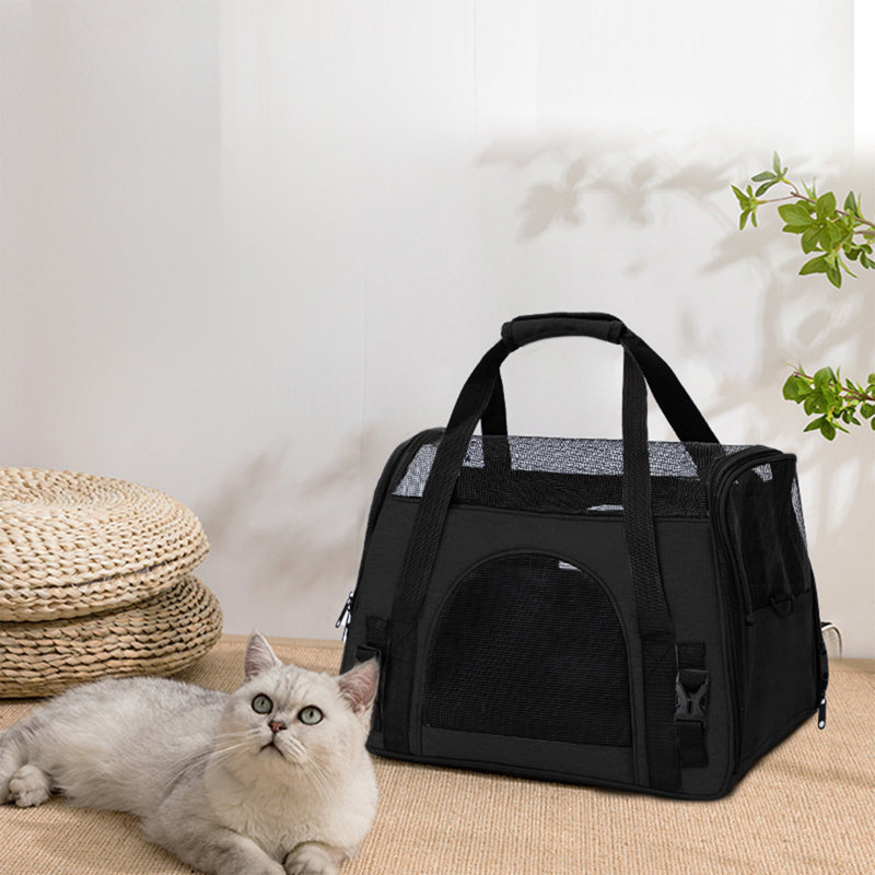 Sac de transport en maille souple pour petits animaux de compagnie, 16,14 x 12,2 x 9,45 pouces, noir, Noir
