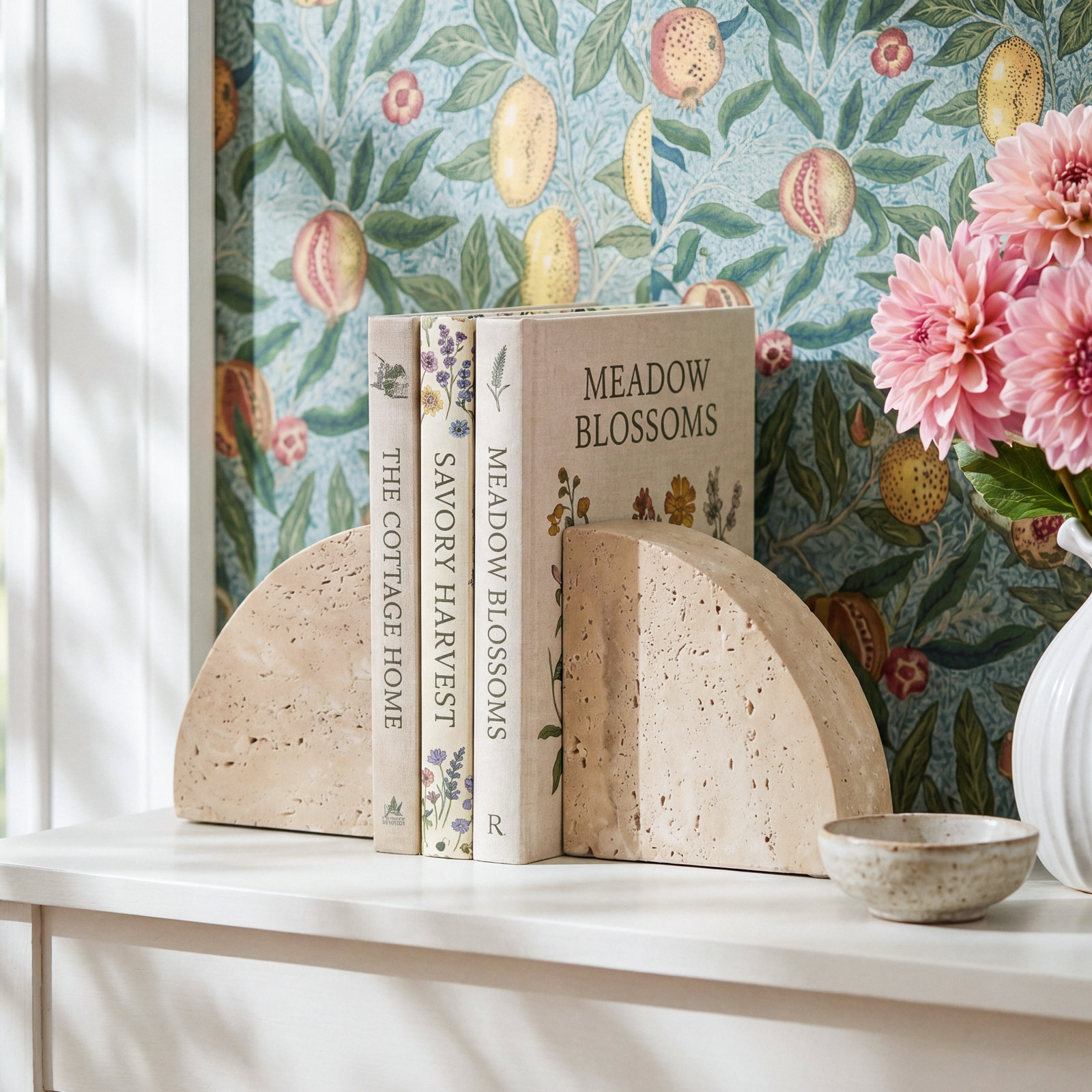 Terra Travertine Half Dome Office Bookends