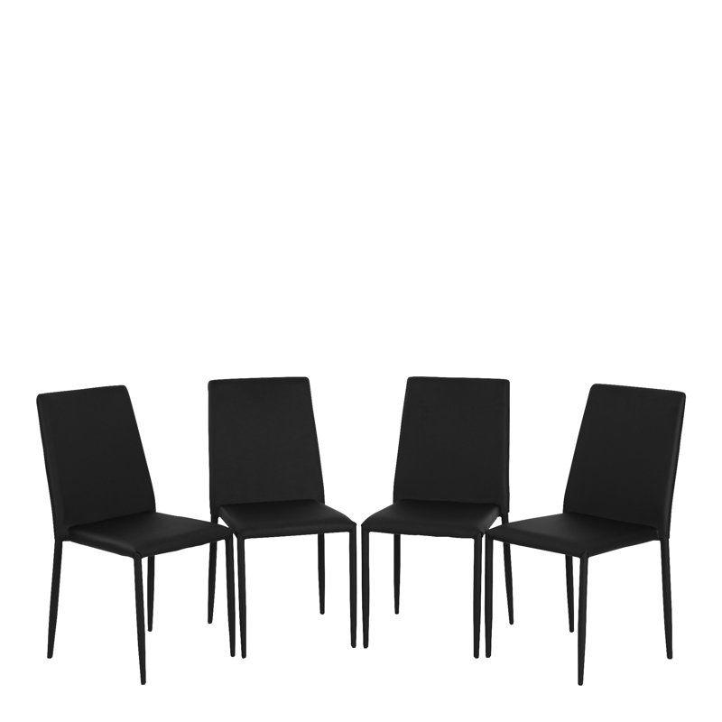 Mena 48cm H Upholstered Metal Side Chair, Black