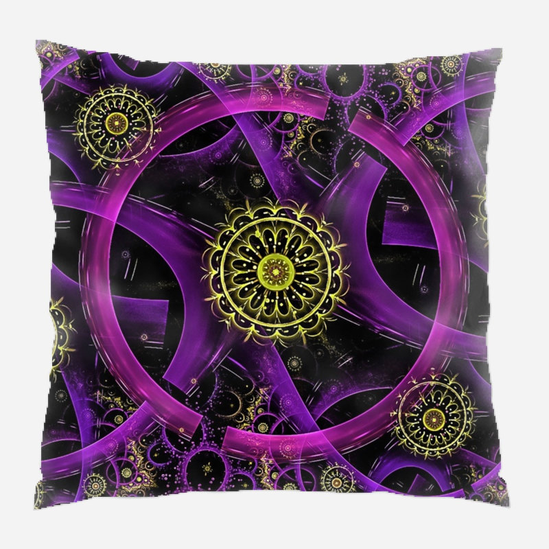 Fractal Geometric Microsuede Reversible Throw Pillow