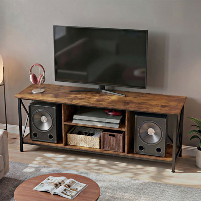Nectaria 55" TV Stand for 65 Inch TVs with Open Shelves, Industrial TV Console with Adjustable Storage Shelf, Entertainment Centre with Sturdy Frame for Living Room and Bedroom 