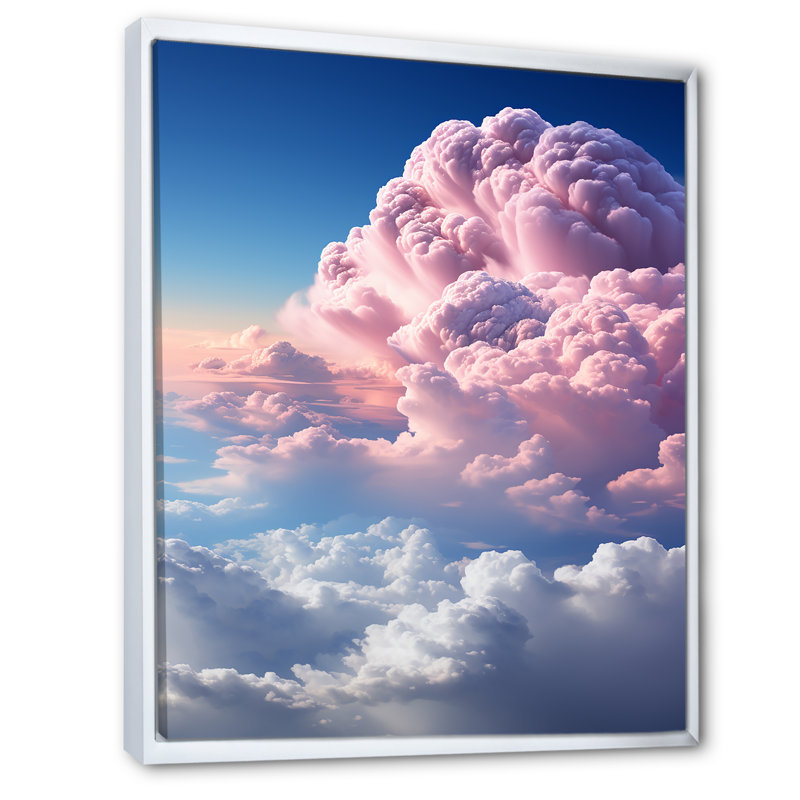 «Pink Blue Sky Celestial Beauty Mute I», reproduction d'art sur toile, Cadre flottant blanc, H 20 po x l 12 po x P 1 po