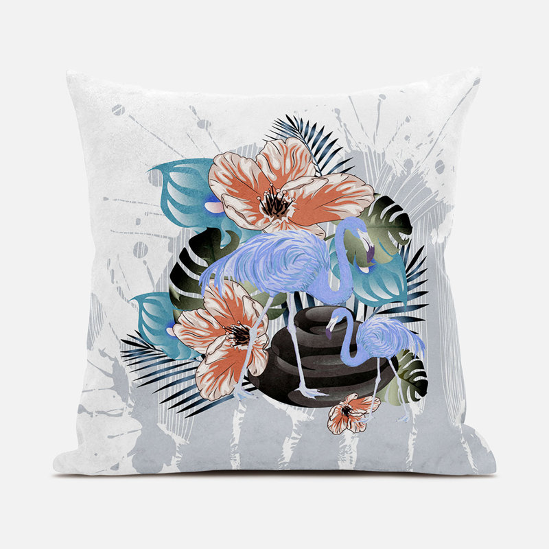 Coussin 18 x 18, Gris/Bleu/Orange