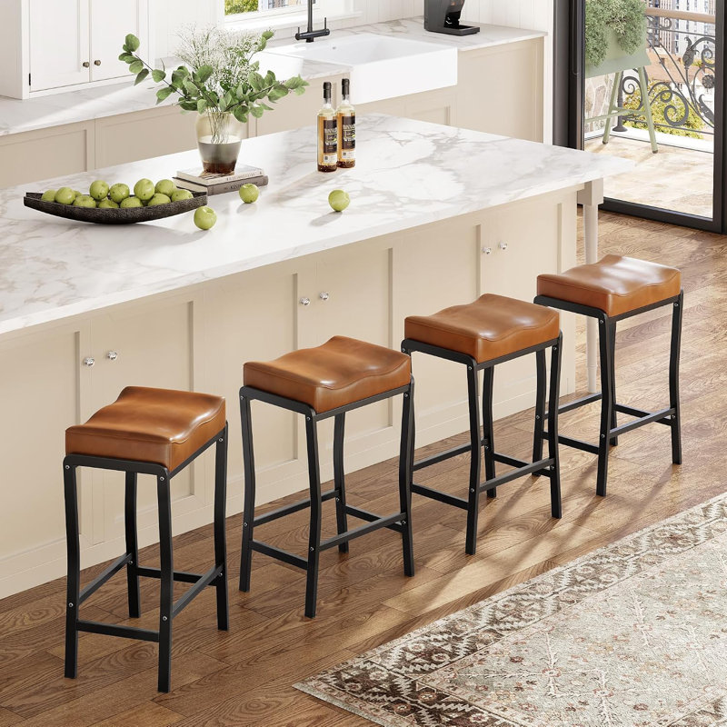 Tabouret de bar, hauteur de comptoir moderne de 66 cm, revêtement en similicuir PVC avec repose-pieds, capacité de 136 kg, tabouret de bar pour îlot de cuisine ou salle à manger