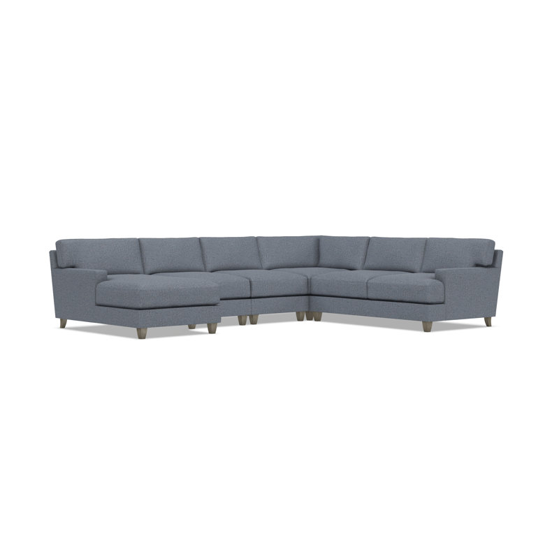Bernhardt Mila 5-Piece Fabric Sectional, Teal Polyester, 33.5" H x 137" W x 107" D, Left Hand Facing