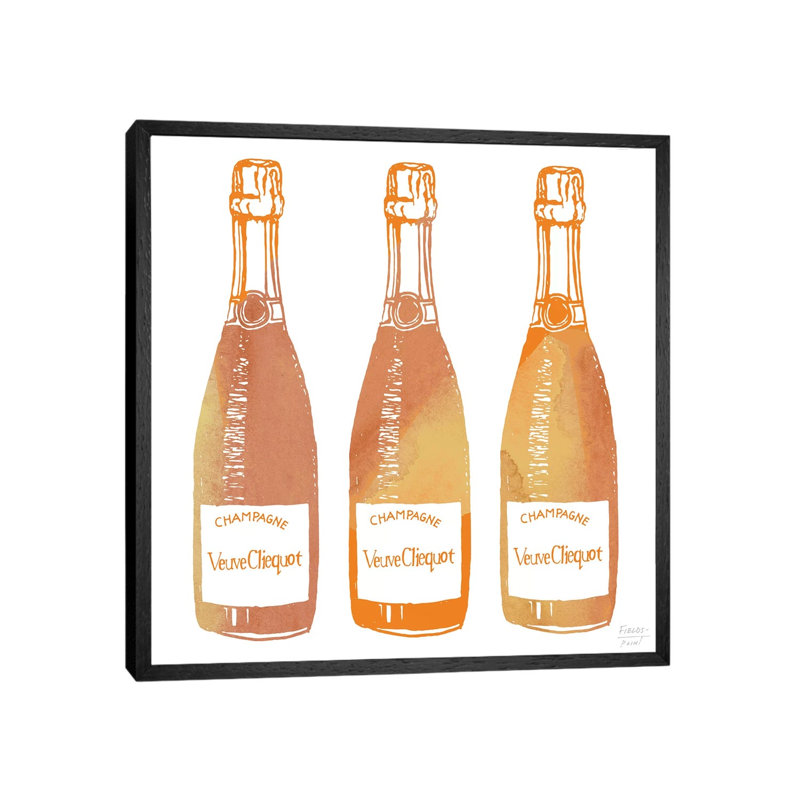 Veuve Cliequot Champagne - Print on Canvas, Black Floater Framed, 66.04cm H x 66.04cm W x 3.81cm D