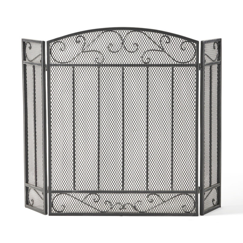 Clay Iron Fireplace Screen, Black/Silver