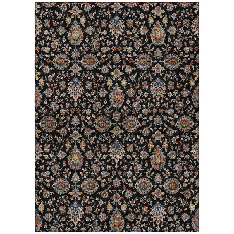 Machine Washable Indoor/Outdoor Husby ACN2192 Global Rug, Rectangle 9' x 12'