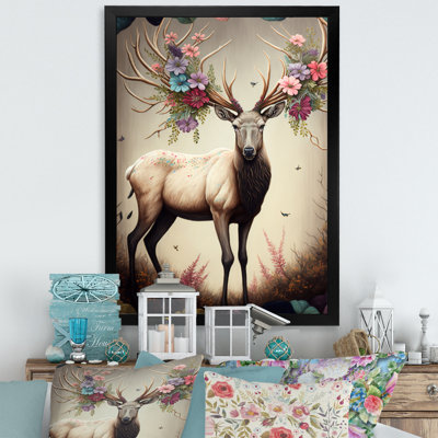 Caribou avec des bois en floraison - reproduction sur toile