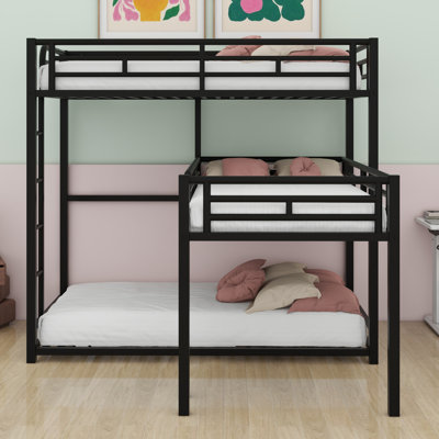 L-Shaped Metal Triple Bunk Bed