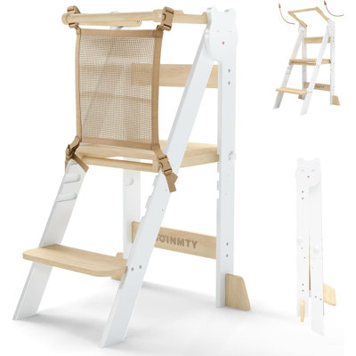 Tabouret de cuisine pliable pour tout-petit avec 3 hauteurs réglables et structure anti-basculement