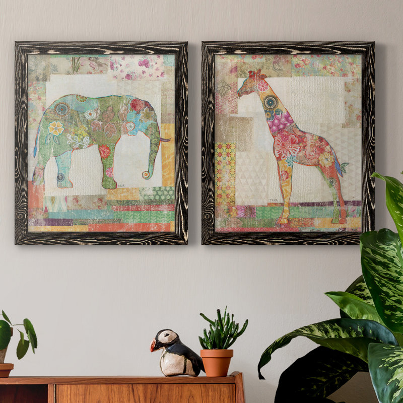 «Elephant Montage», ensemble de 2 impressions, H 20 po x l 17 po x P 1 po, H 31,5 po x l 47 po x P 1,5 po, Pas de tapis