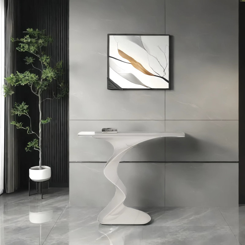 Console d'entrée minimaliste de luxe, 32.3" H x 33.5" W x 11.8" D, Blanc, Blanc