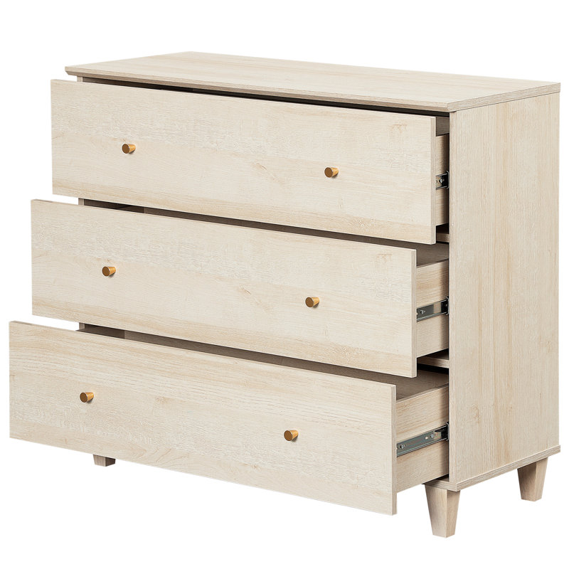 Lysiane 2-In-1 Wooden Dresser With 6 Drawers For Bedroom, Biscotti/Gold