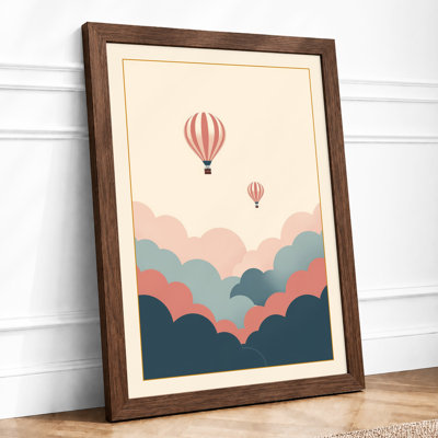 Balloons Above Clouds Minimalist - Framed Print