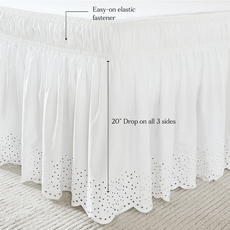 Vintage Eyelet Bed Skirt Off White Single, King