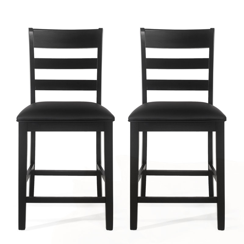 Tabourets de comptoir en bois rembourrés Farmhouse, Noir