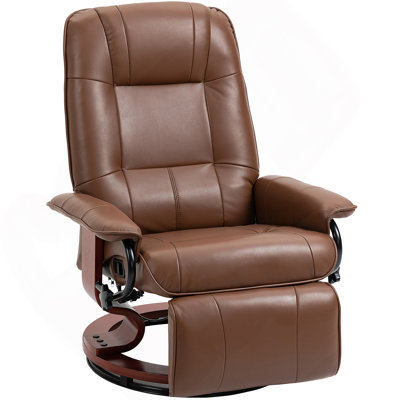 Faux Leather Manual Recliner, Adjustable Swivel Lounge Chair with Footrest