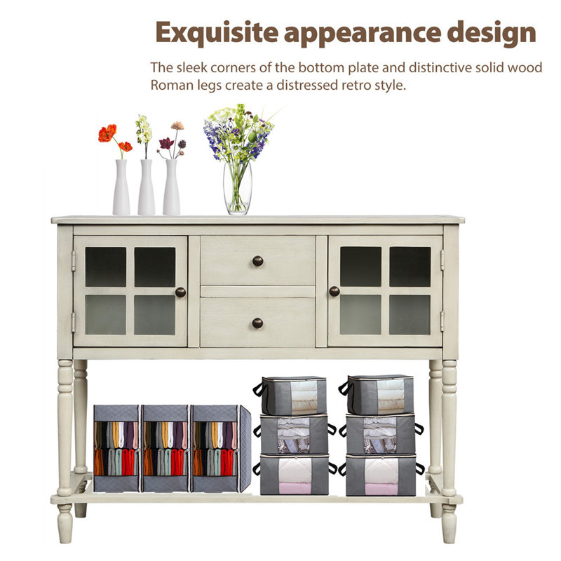 Ruochen 14'' Solid Wood Console Table, Antique Gray