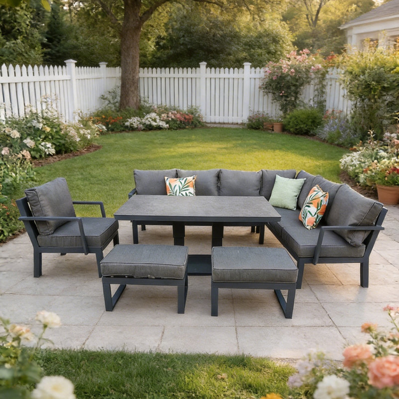90cm Wide U-Shaped Patio Sofa with Cushions
