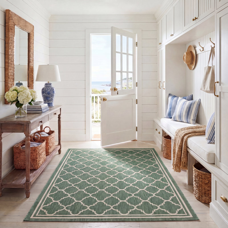 Courtyard Performance Geometric Indoor/Outdoor Area Rug, Rectangle 5'3" x 7'7"