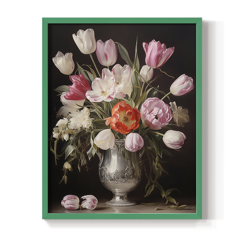 Reproduction encadrée FLORAL Series DCCXCVII - bois massif, Vert, H 15 po x l 12 po