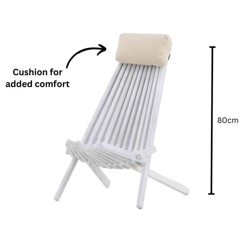 Mazeda Solid Wood Folding Bench Folding Chair, White