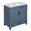 Meuble-lavabo de salle de bain rétro bleu 30 po avec structure en bois massif, lavabo en céramique, tiroir à fermeture en douceur, glissière de tiroir lisse, meuble-lavabo à rainure unique, style, lavabo brillant, charnières, quincaillerie exquise-682247630