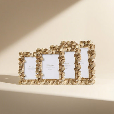Gold Resin Ginkgo Leaf Picture Frame, European Classical Tabletop Photo Frame for Home Decor