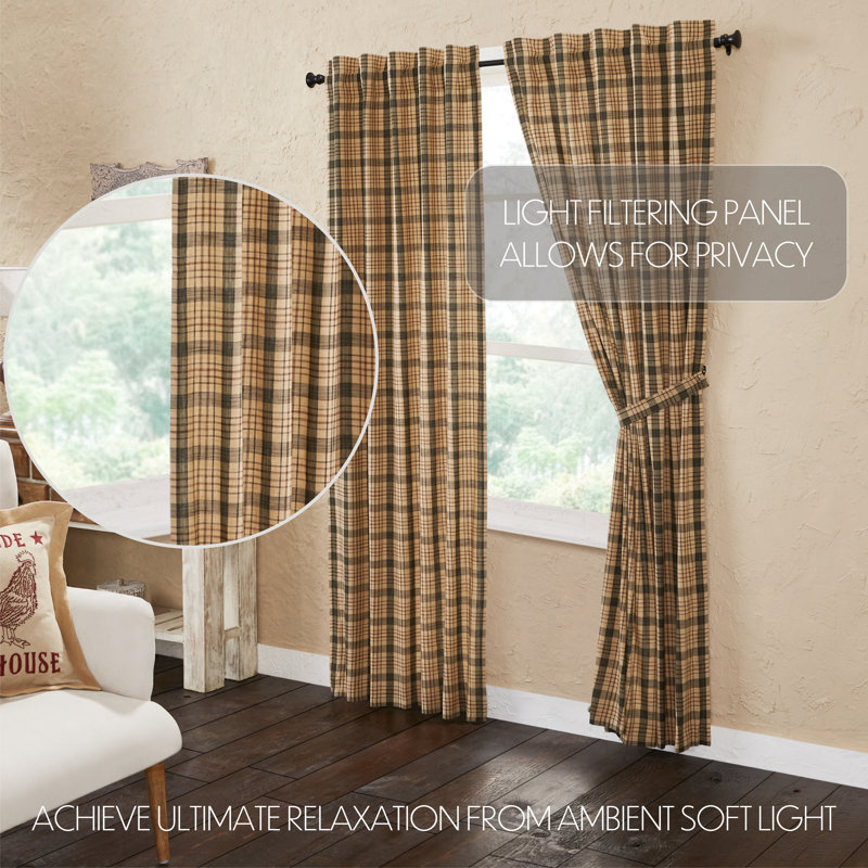 Cider Mill Plaid Cotton Light-Filtering Curtain Panels, 84x40, Set of 2