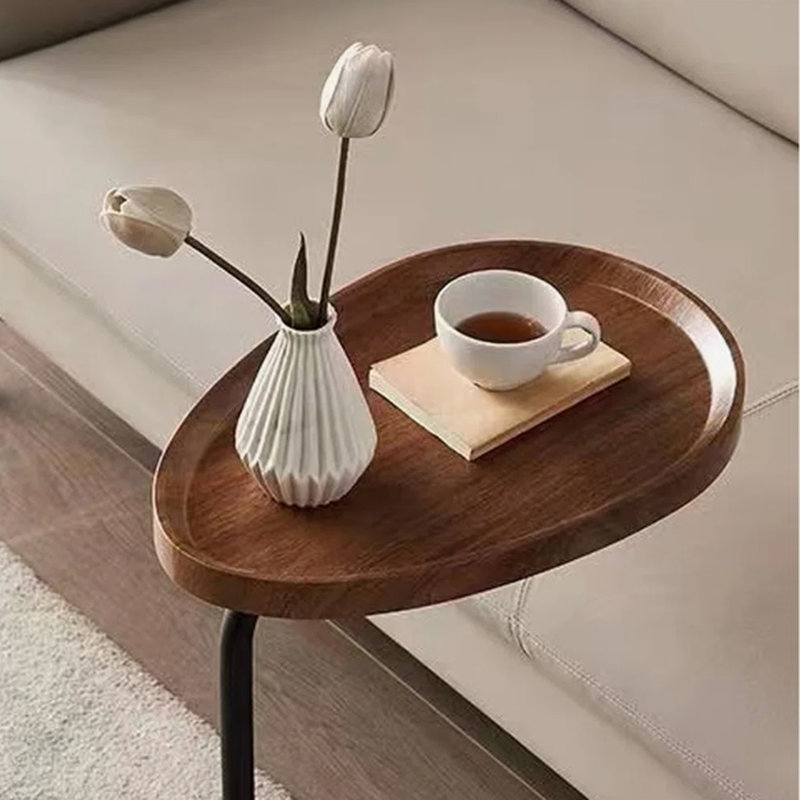 Manijah 23.6'' tall Tray Top C Table End Table, Black, Brown, 1